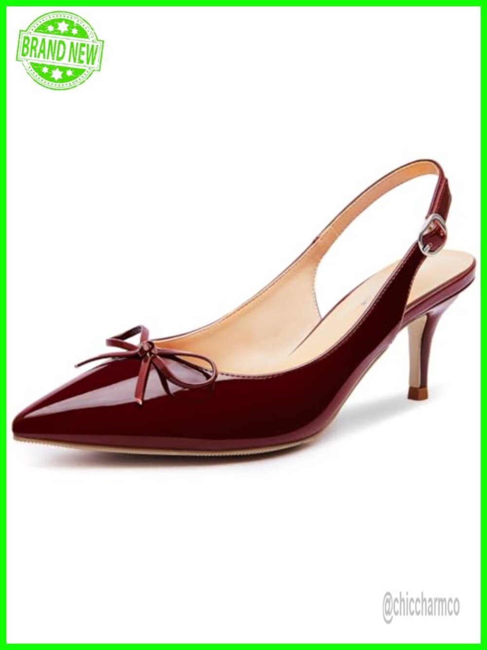 Women's Slingback Kitten Heels Bow Pointed Toe Dress Pumps